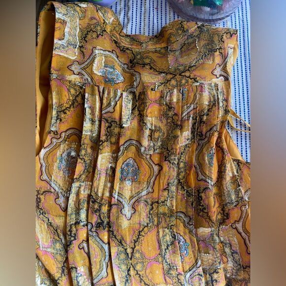 Anthropologie HD in Paris Goldspun Paisley Silk Dress Pleated size 2 Sleeveless - Picture 13 of 17
